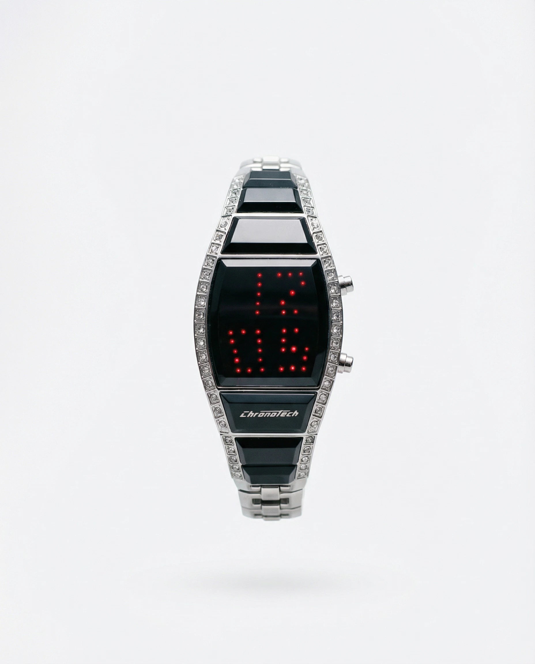 Chronotech Digitale Armbanduhr aus silbernem Edelstahl