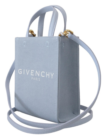 Givenchy Vertikale Wolke Mini-Umhängetasche aus blauem beschichtetem Canvas