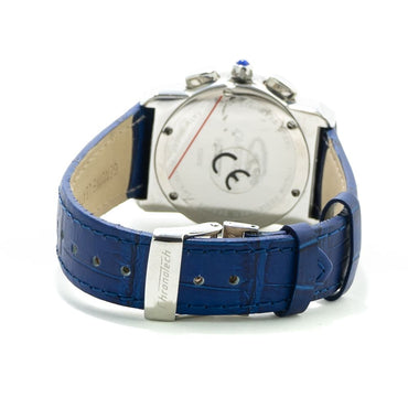 Chronotech Elegante blaue Leder-Armbanduhr