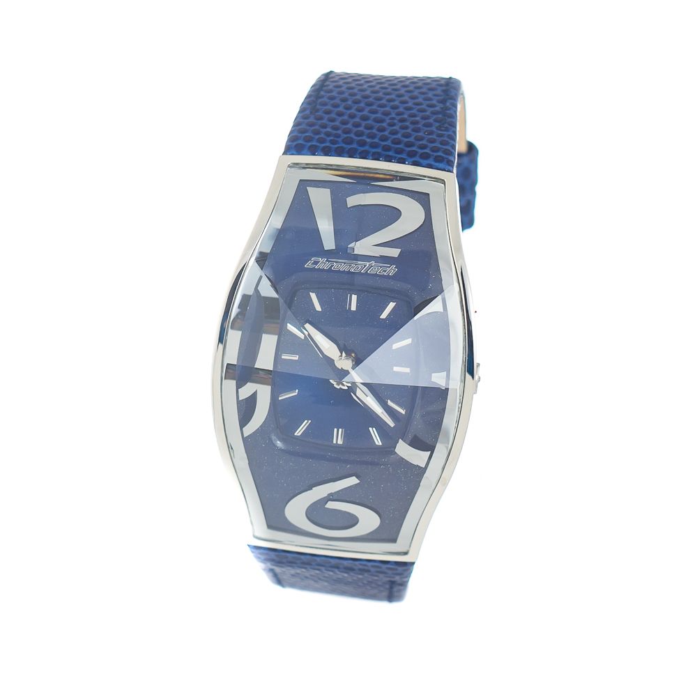 Chronotech Elegante blaue Leder-Armbanduhr