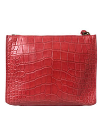 Balenciaga Rote exotische Haut Leder Classic Pouch Geldbörse Handgelenk Tasche