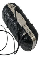 Balenciaga Schwarze Exotenhaut Leder Umhängetasche Crossbody Box Clutch Bag