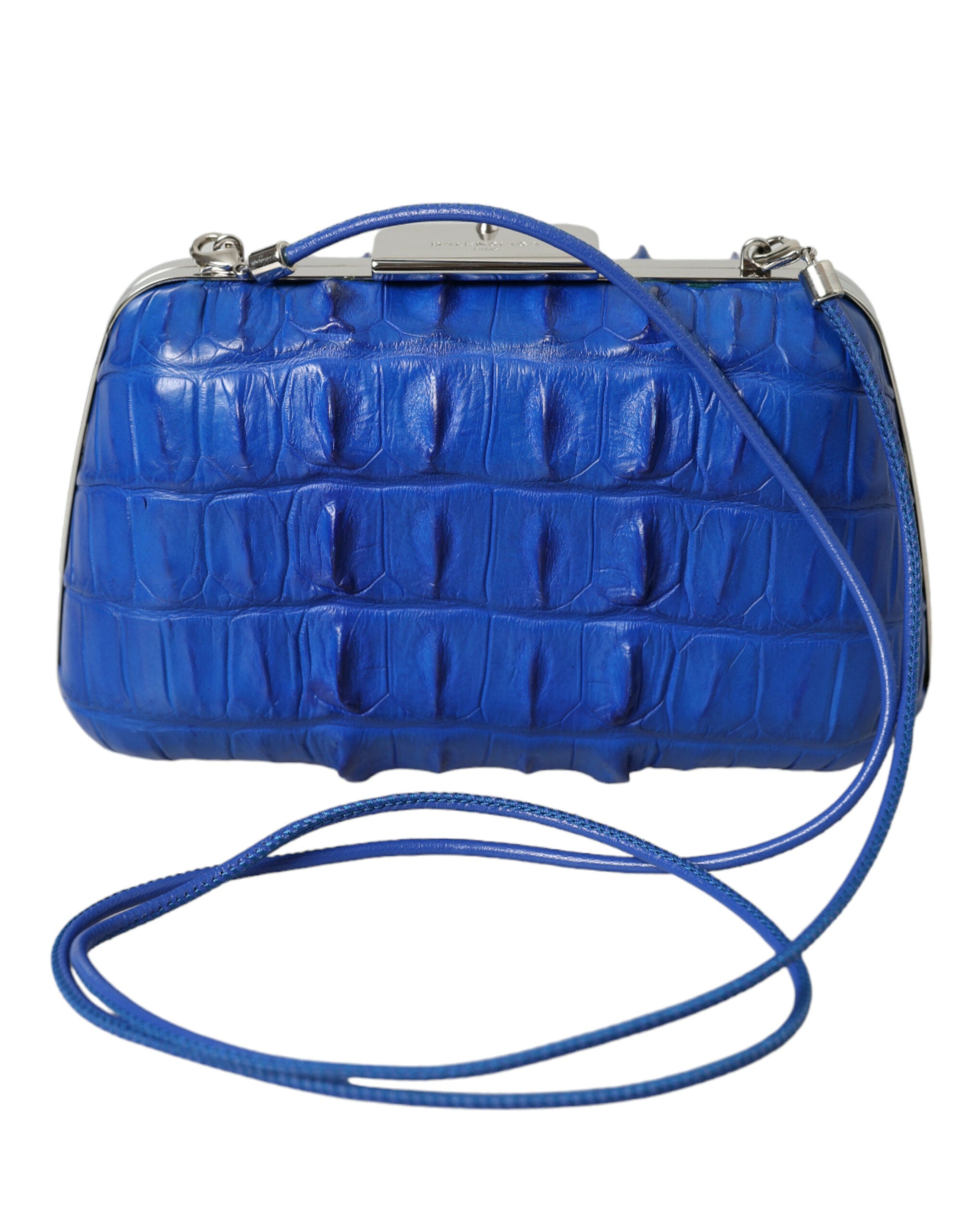 Balenciaga Blaue exotische Haut Leder Schulter Crossbody Box Clutch Tasche