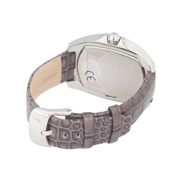 Chronotech Elegante graue Leder-Armbanduhr