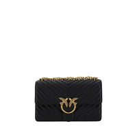 PINKO Schwarze Kalbshaut Bos Taurus Schultertasche