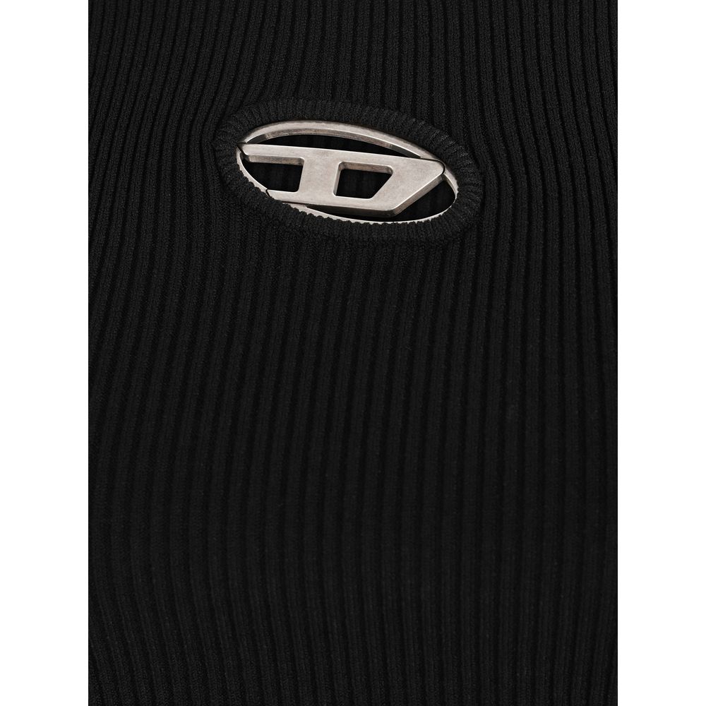 Diesel Langes T-Shirt aus schwarzer Viskose