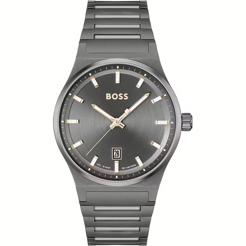 Hugo Boss Elegante Edelstahl-Armbanduhr in Grau