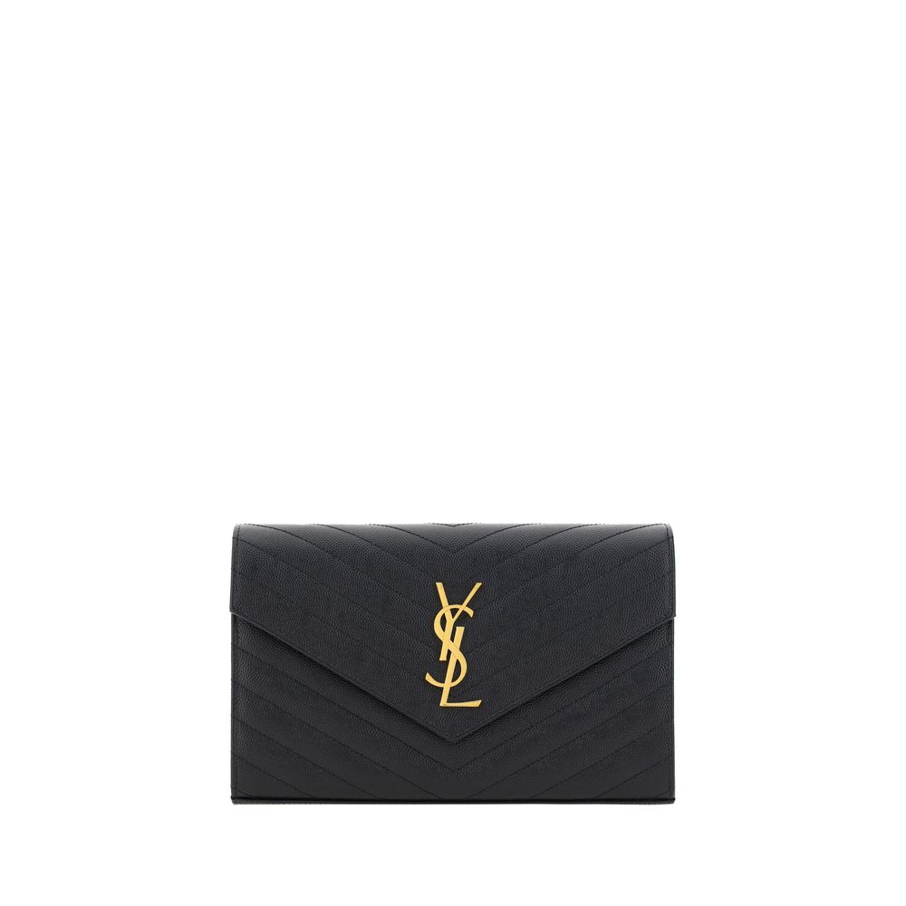 Saint Laurent Schwarze Kalbshaut Bos Taurus Schultertasche