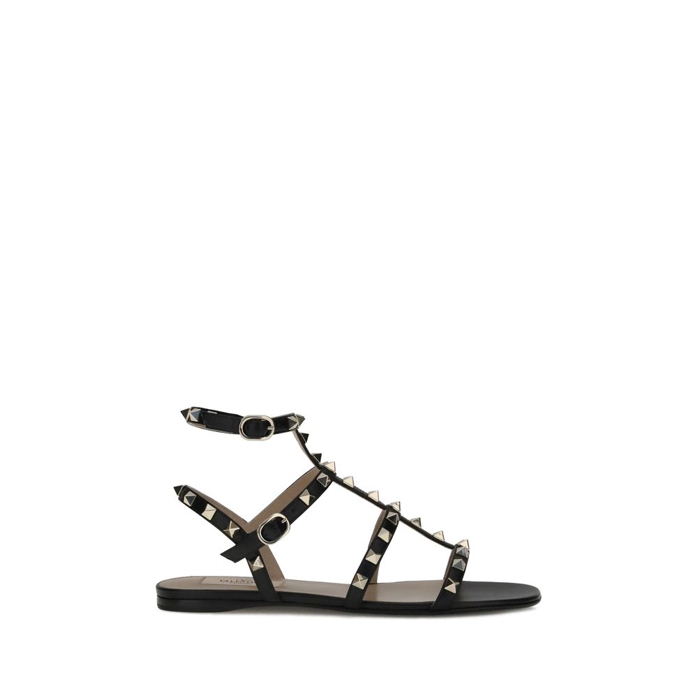Valentino Garavani Schwarze Kalbsleder Bos Taurus Sandalen