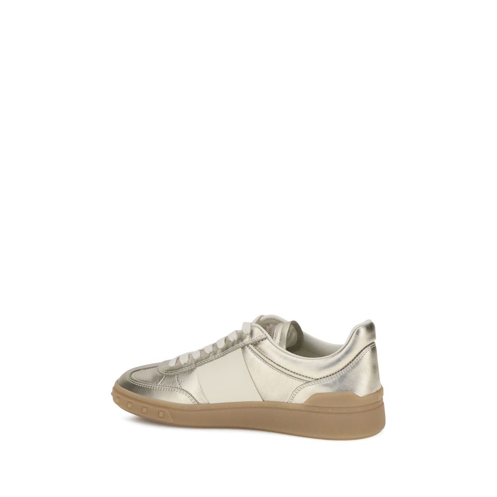 Valentino Garavani Goldene Kalbshaut Bos Taurus Sneakers mit niedrigem Schaft
