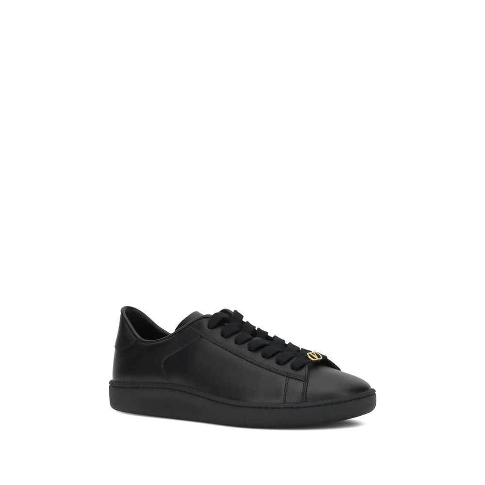 Valentino Garavani Schwarze Low-Top-Sneaker aus Kalbsleder Bos Taurus