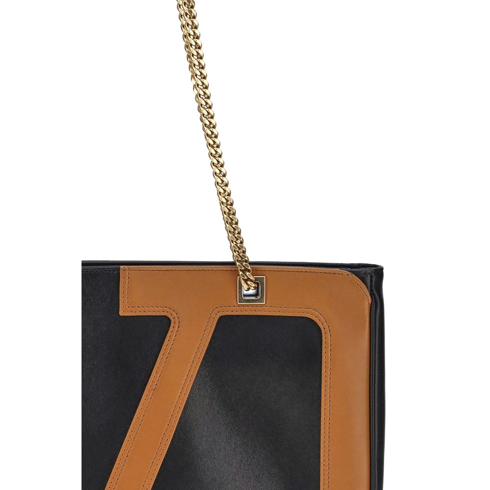 Valentino Garavani Schwarze Schultertasche aus Kalbsleder Bos Taurus