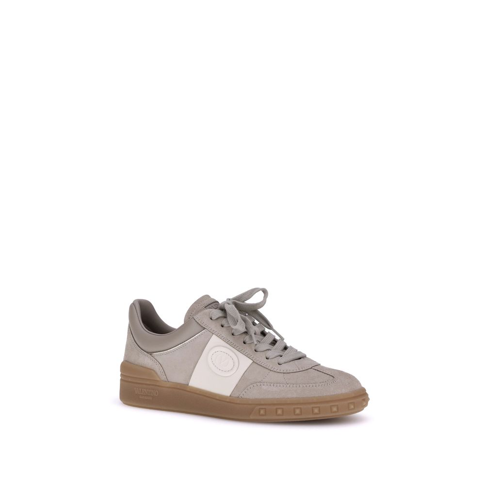 Valentino Garavani Beigefarbene Kalbshaut Bos Taurus Sneakers mit niedrigem Schaft