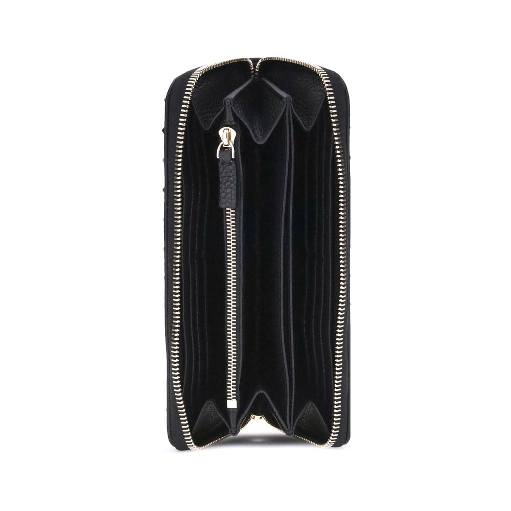 Valentino Garavani Schwarzes Kalb Leder Bos Taurus Portemonnaie