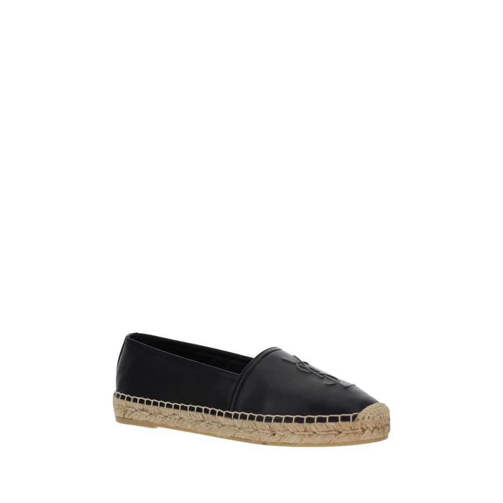 Saint Laurent Schwarze Espadrilles aus Lammleder Ovis Aries Aries