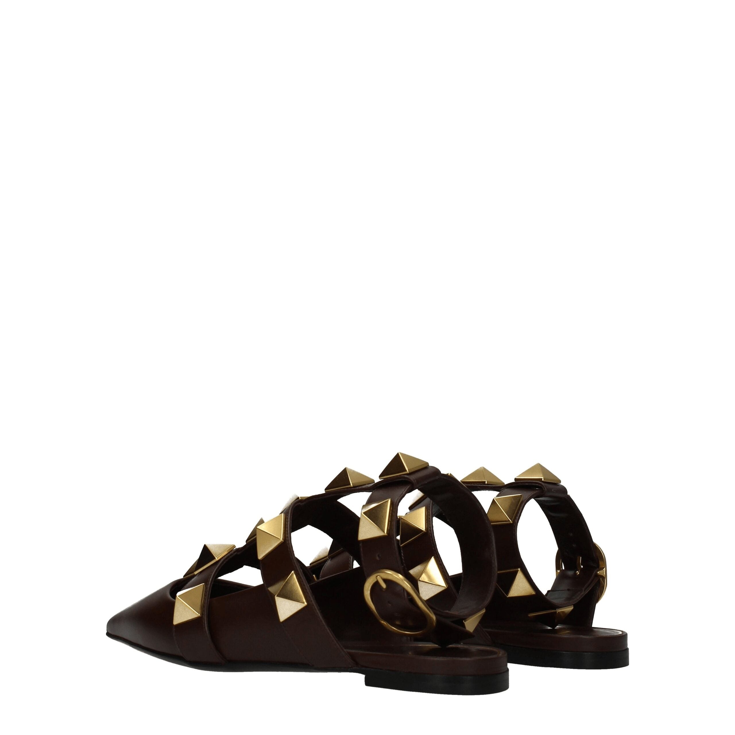 Valentino Garavani Flache Sandalen aus braunem Leder