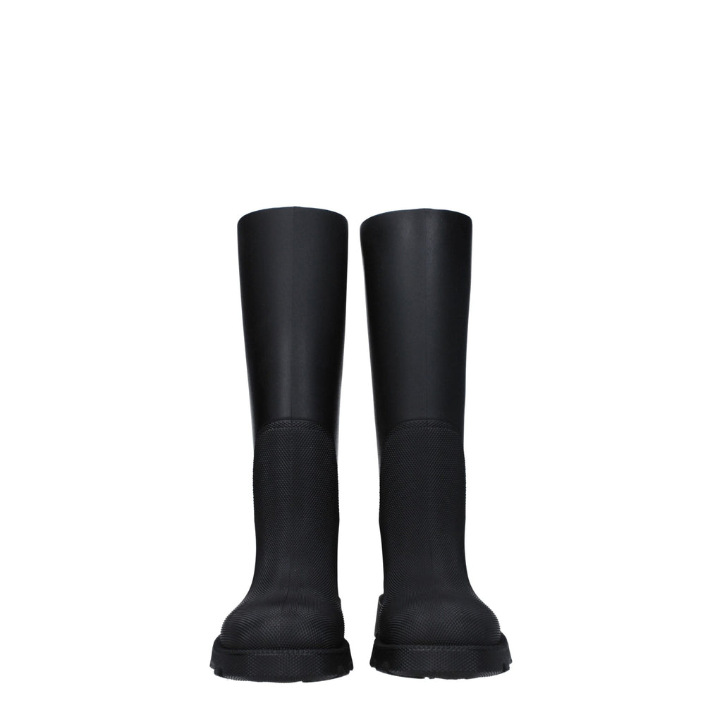 Burberry Schwarze Regenstiefel aus Baumwolle
