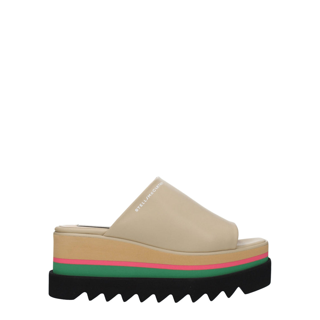 Stella McCartney Beigefarbene Leder-Hausschuhe