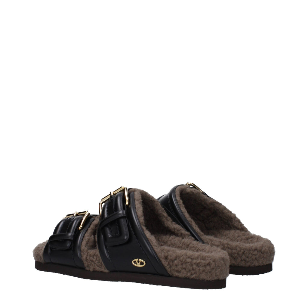 Valentino Garavani Schwarze Leder-Hausschuhe