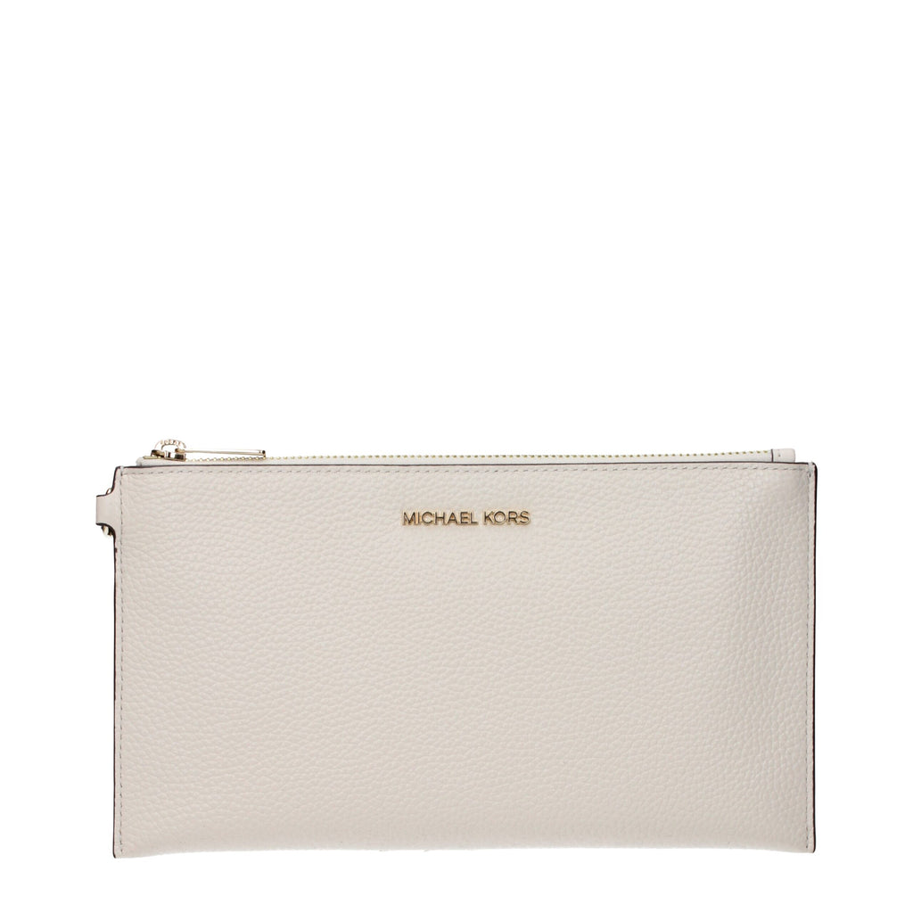 Michael Kors Beigefarbene Leder-Clutch