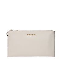 Michael Kors Beigefarbene Leder-Clutch