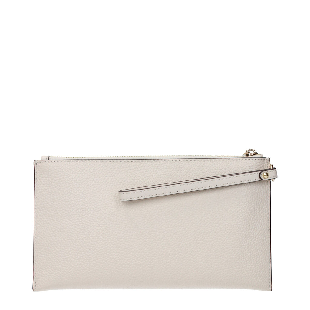 Michael Kors Beigefarbene Leder-Clutch