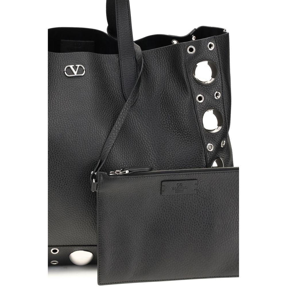 Valentino Garavani Schwarze Kalbshaut Bos Taurus Schultertasche