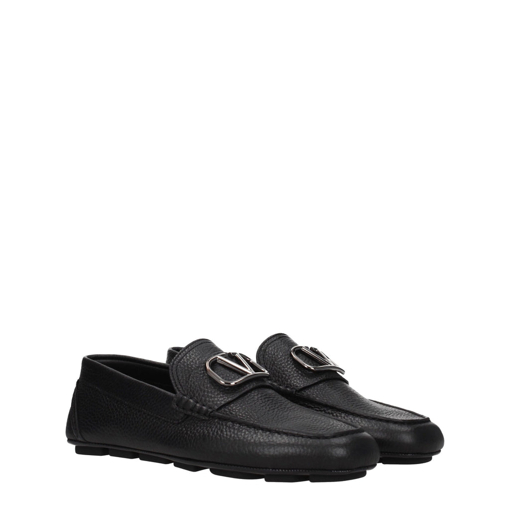 Valentino Garavani Schwarze Leder Slipper