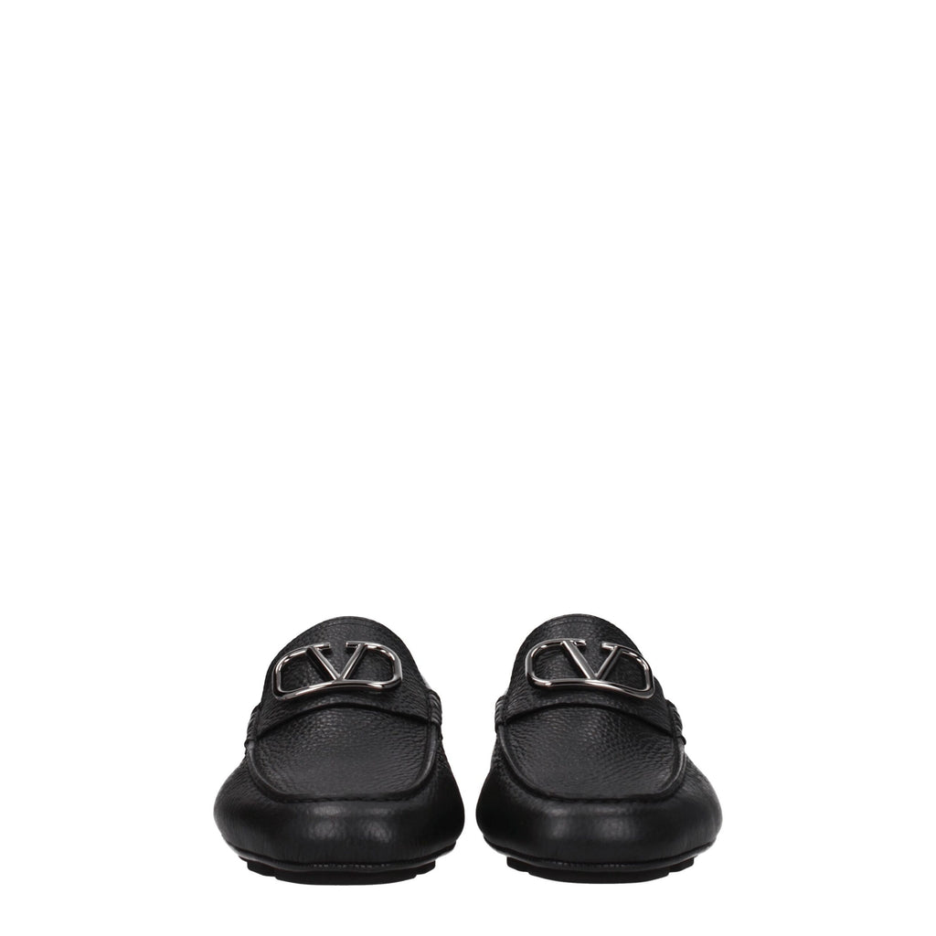 Valentino Garavani Schwarze Leder Slipper