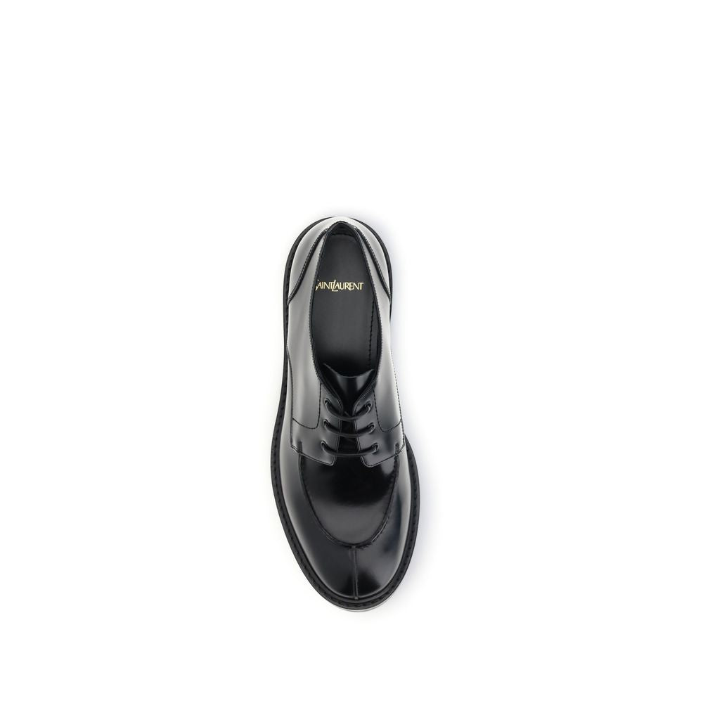 Saint Laurent Schwarze Kalbsleder-Bos-Taurus-Halbschuhe und -Derby-Schuhe