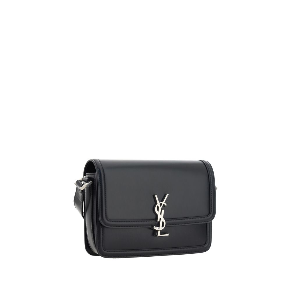Saint Laurent Schwarze Kalbshaut Bos Taurus Schultertasche