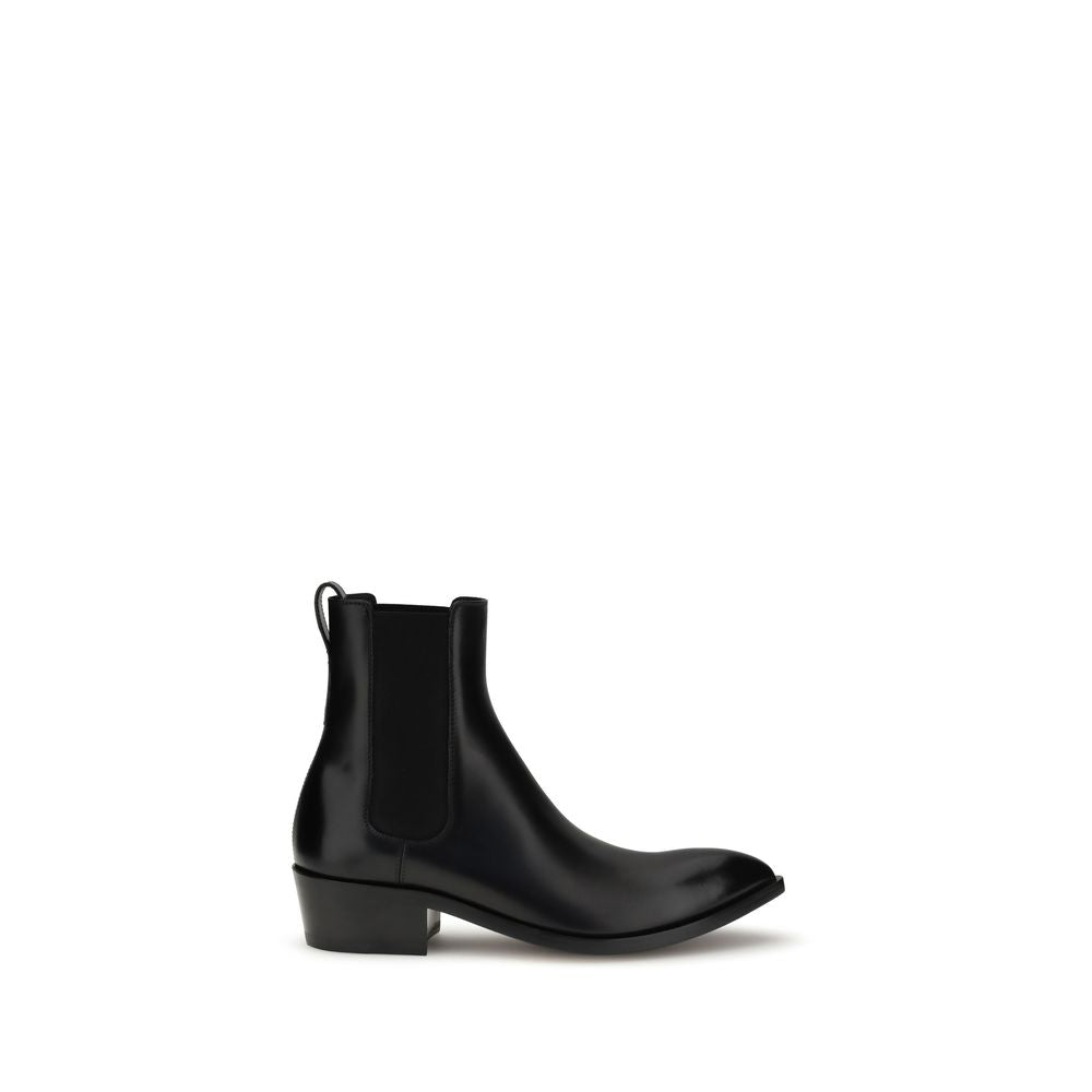 Tom Ford Schwarze Kalbshaut-Stiefeletten im Chelsea-Stil aus Bos Taurus-Leder