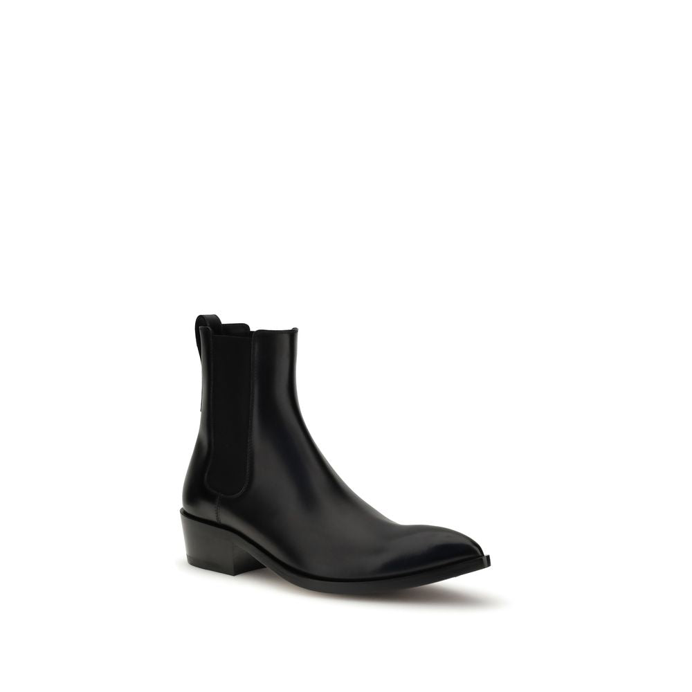 Tom Ford Schwarze Kalbshaut-Stiefeletten im Chelsea-Stil aus Bos Taurus-Leder