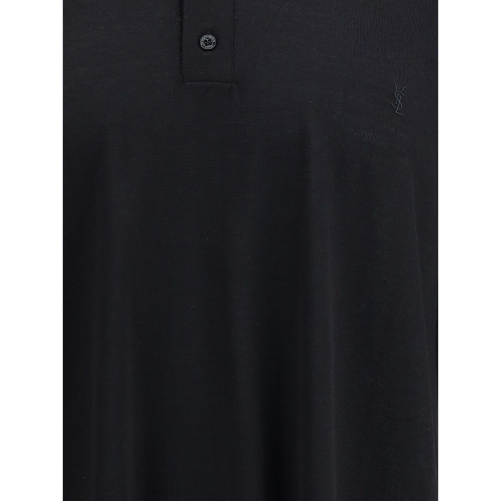Saint Laurent Schwarzes Woll-Poloshirt