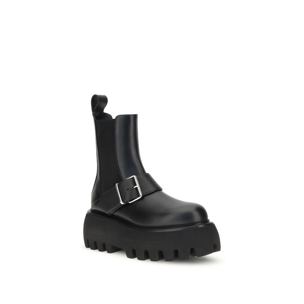 Alexander McQueen Schwarze Kalbshaut Bos Taurus Stiefeletten