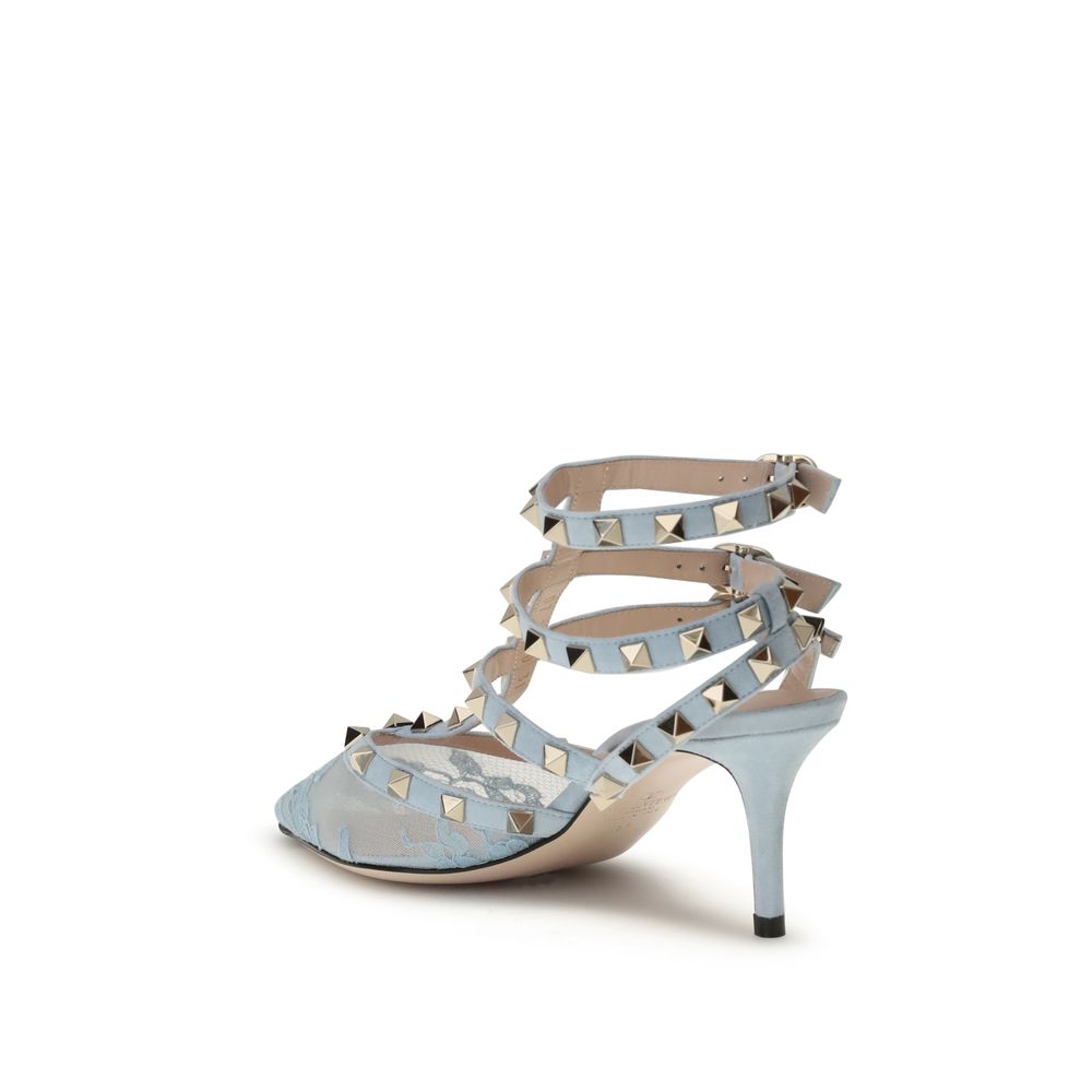 Valentino Garavani Hellblaue High-Heel-Pumps aus Stoff