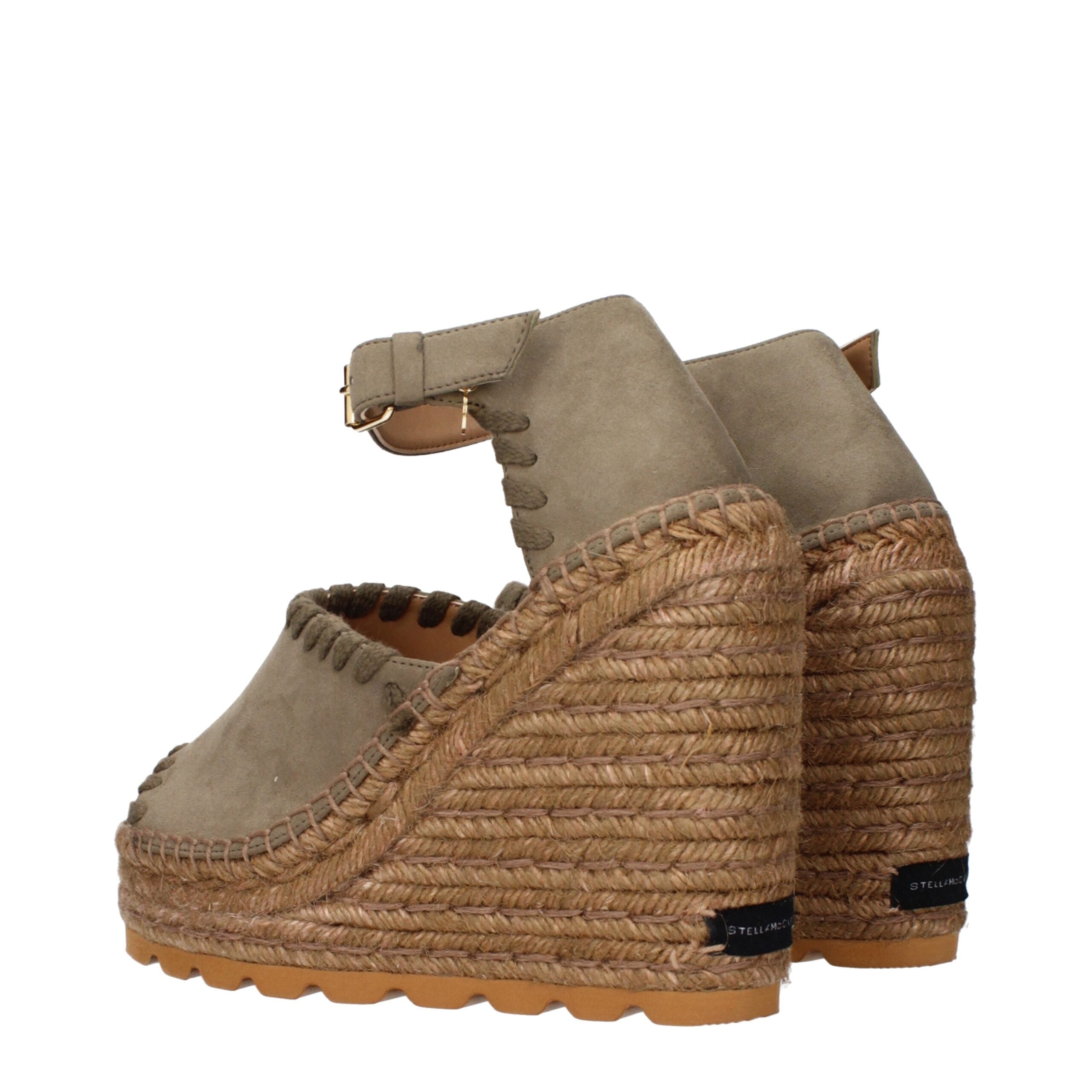 Stella McCartney Grüne Leder-Keilsandalen