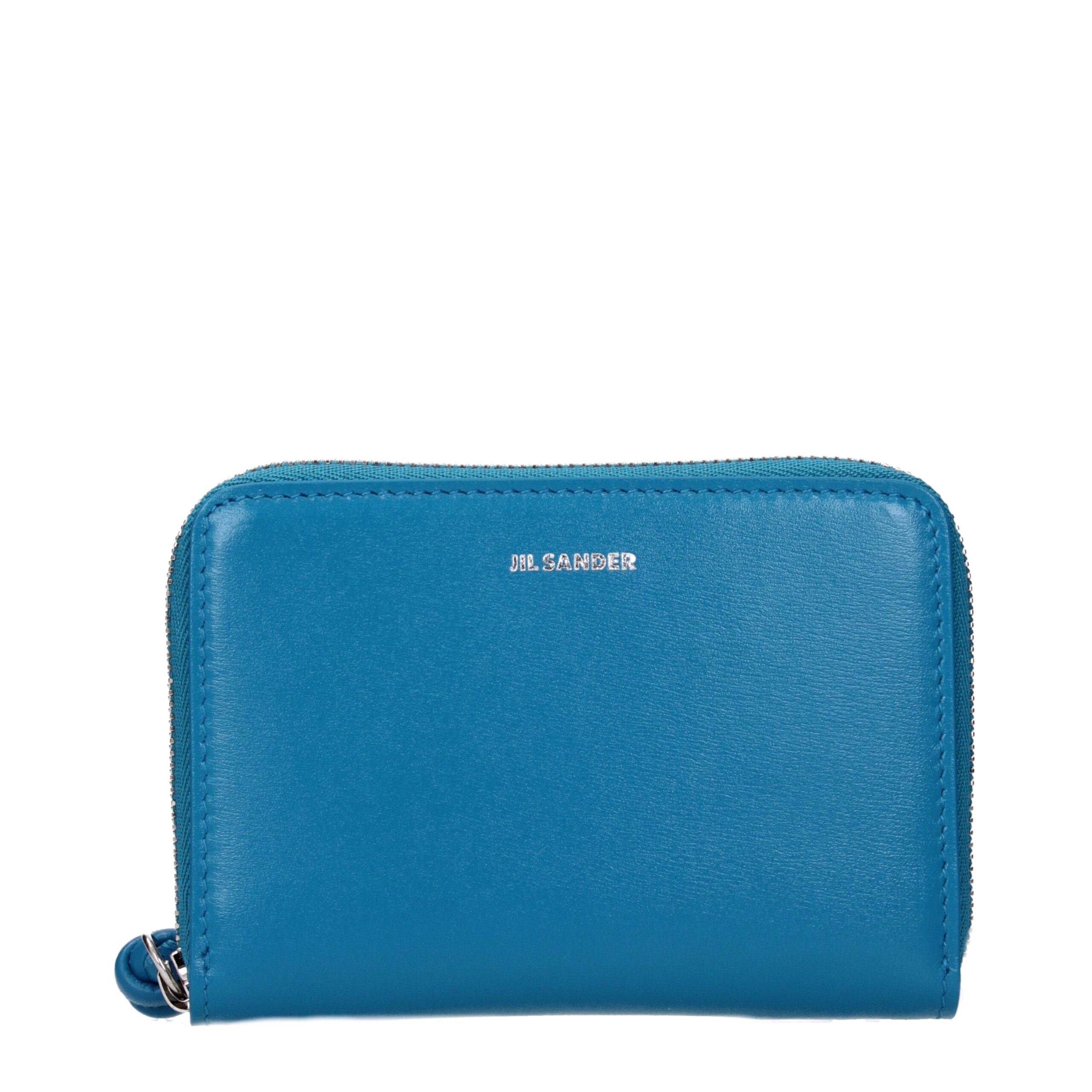 Jil Sander Blaue Leder-Geldbörse
