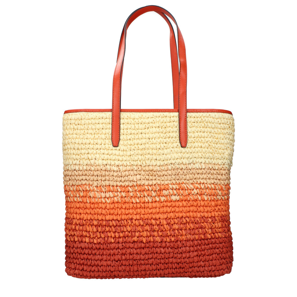 Michael Kors Orangefarbene Raffia-Umhängetasche