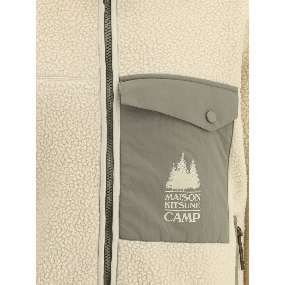 Maison Kitsuné Cremefarbene Polyester-Jacke