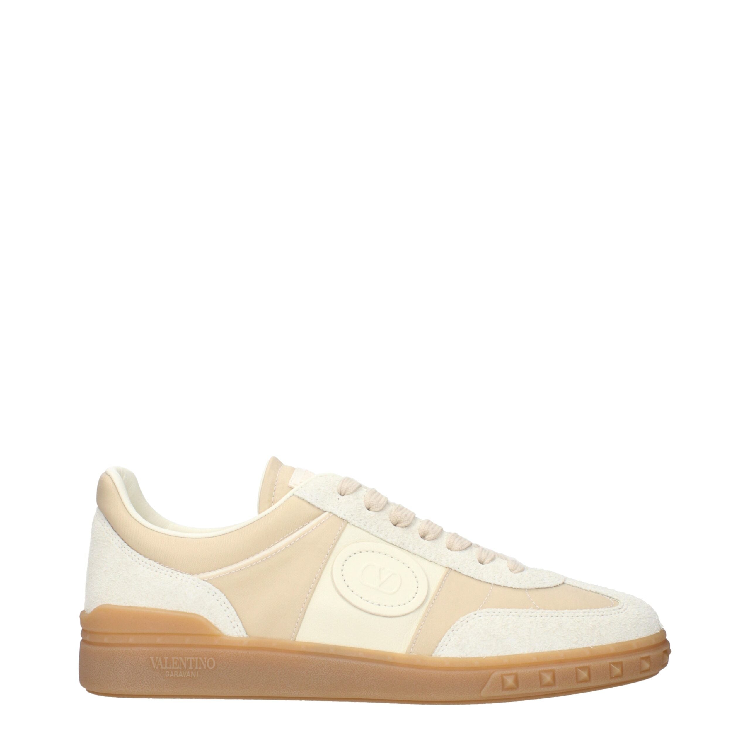 Valentino Garavani Beigefarbene Sneakers aus Stoff mit niedrigem Schaft