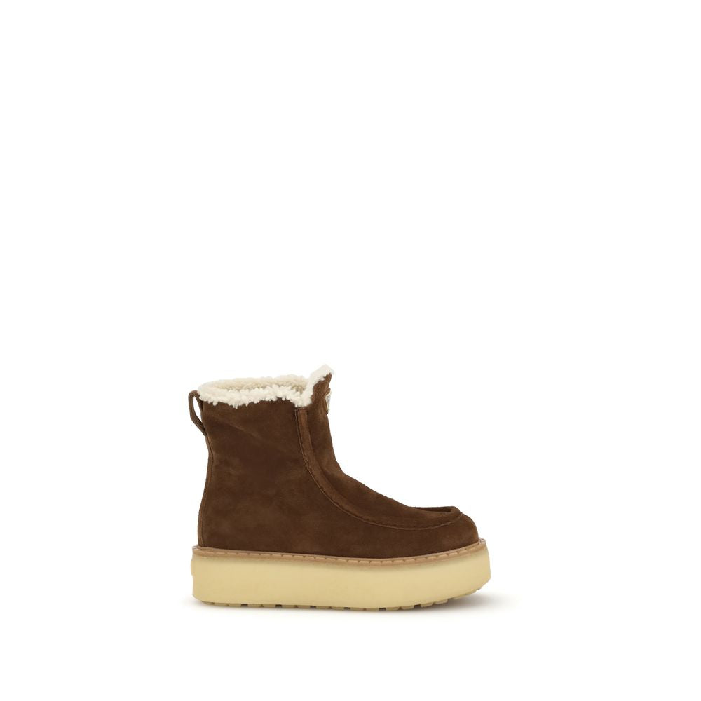 Prada Braune Kalbshaar-Stiefeletten aus Bos Taurus-Leder