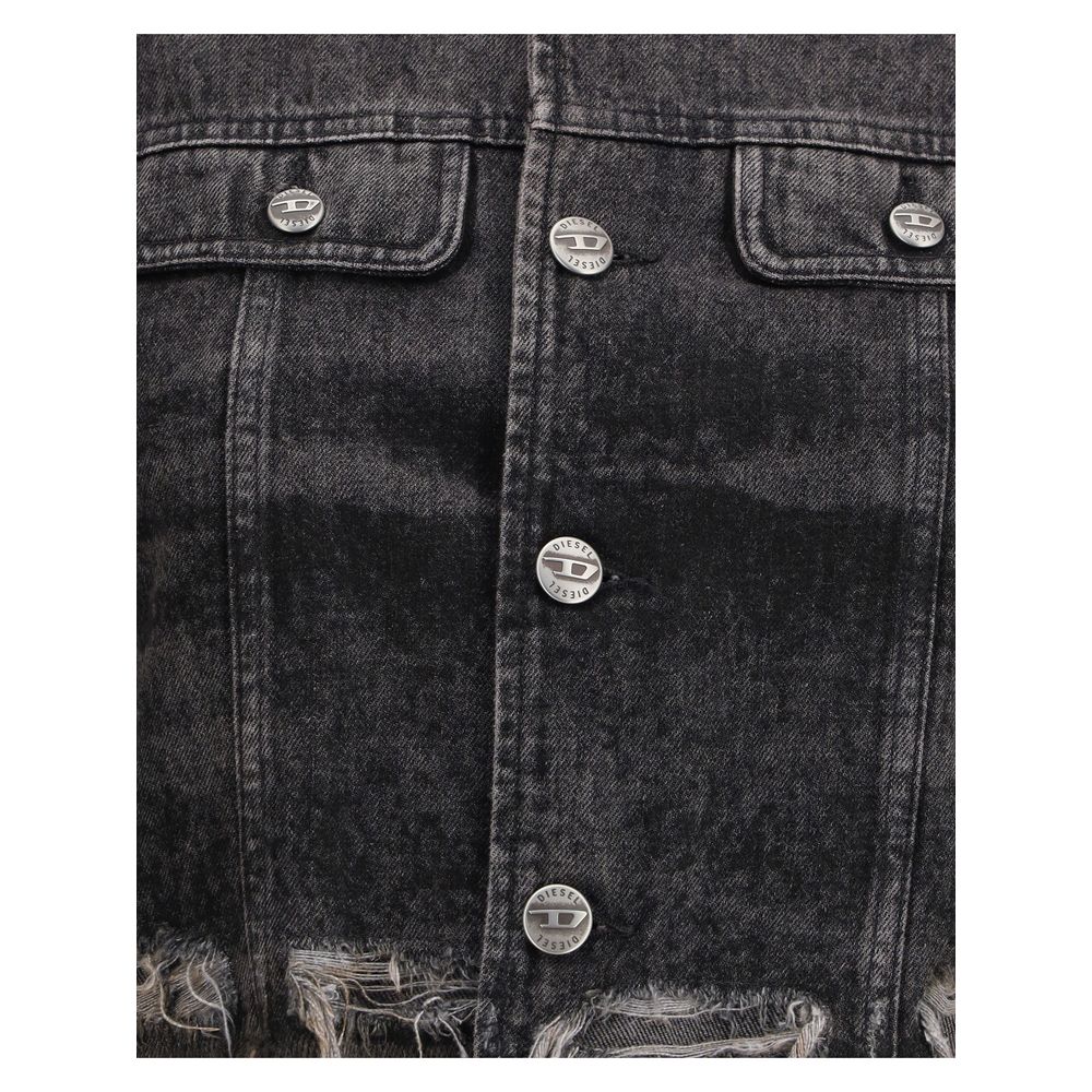 Diesel Graue Baumwoll-Hanf-Jeansjacke