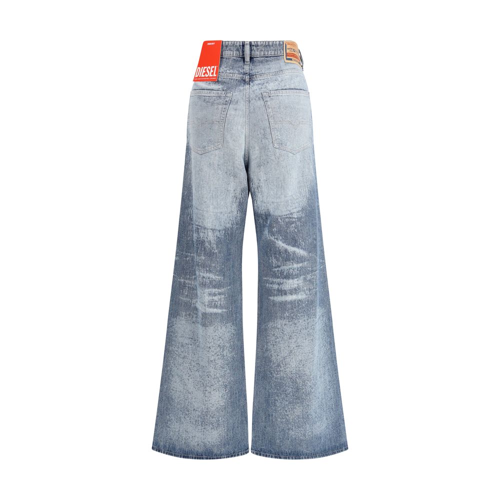 Diesel Ausgestellte Jeans aus blauem Baumwoll-Denim