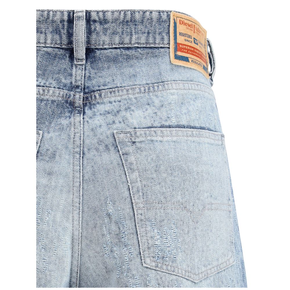 Diesel Ausgestellte Jeans aus blauem Baumwoll-Denim