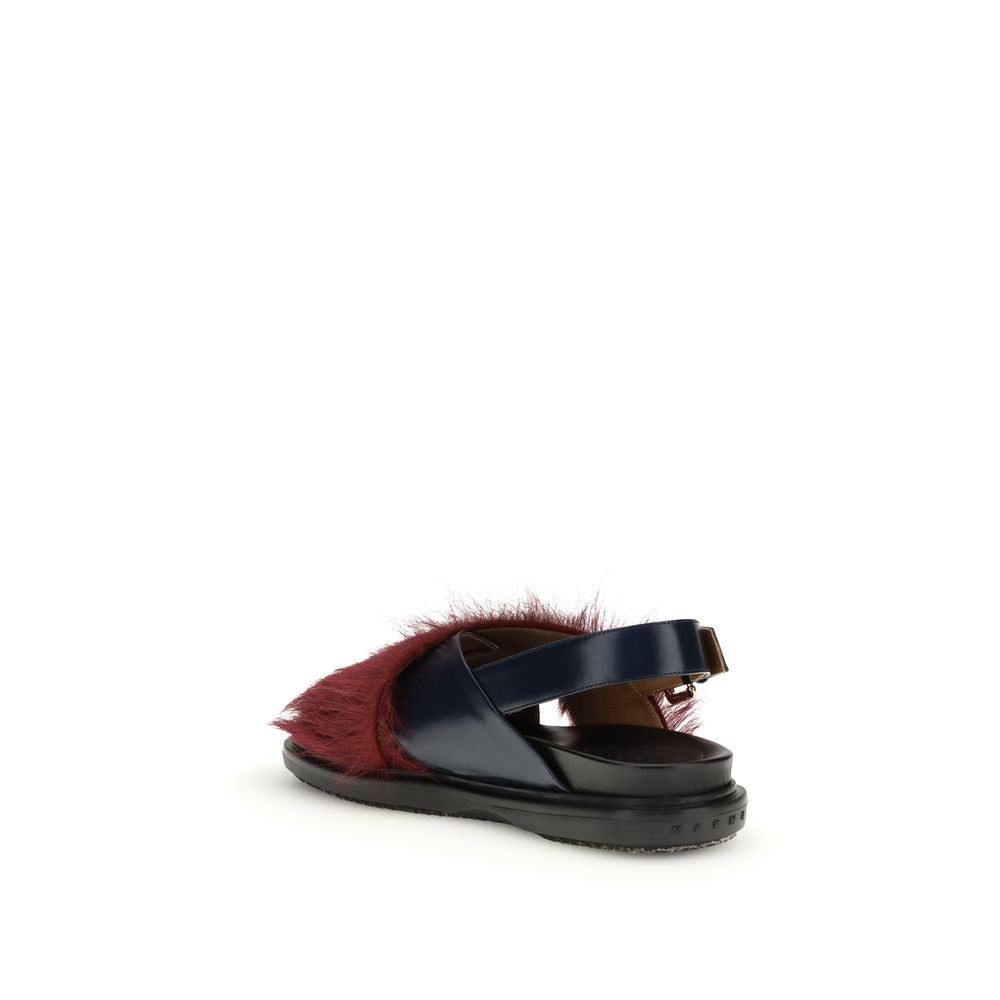 Marni Multicolor Kalb Bos Taurus Leder-Flache Sandalen