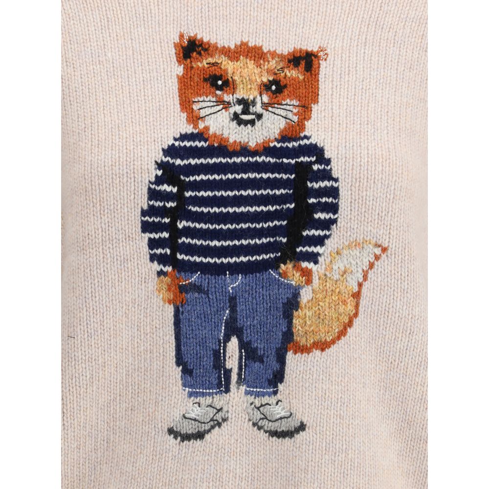 Maison Kitsuné Merino-Wollpullover in Creme